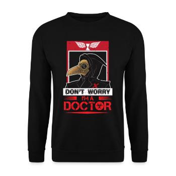 Vintage Plague Doctor Goggles Steampunk Apocalypse - Unisex Pullover - Schwarz - Vorne - Alina (178cm) & Michal (187cm)