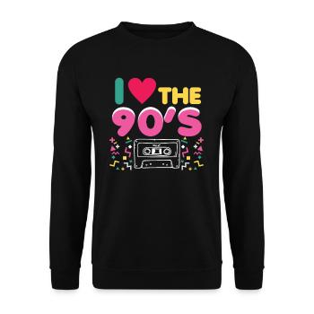 90 Tenue I Love the 90s Retro Oldschool - Sweat-shirt Unisexe - noir - Devant - Alina (178cm) & Michal (187cm)