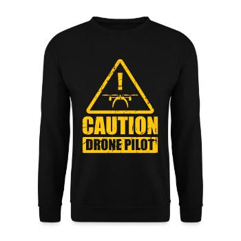 Attention Drone Aircraft Camera - Unisex Sweatshirt - black - Front - Alina (178cm) & Michal (187cm)