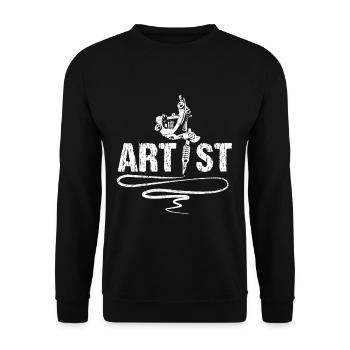 Tattoo Artist Italic Tattoo Machine - Unisex Sweatshirt - black - Front - Alina (178cm) & Michal (187cm)