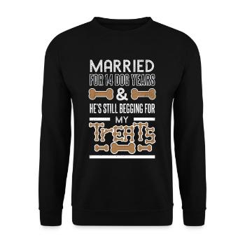 Hochzeit 14 Hundejahre 2. Hochzeitstage - Unisex Pullover - Schwarz - Vorne - Alina (178cm) & Michal (187cm)