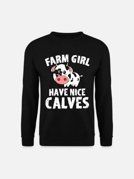 ferme filles ont mignon veaux agriculteurs - Sweat-shirt Unisexe - noir