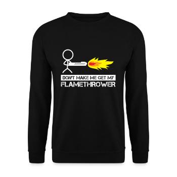 Flamethrower Stick Figure Man Flames Rifle - Unisex Sweatshirt - black - Front - Alina (178cm) & Michal (187cm)