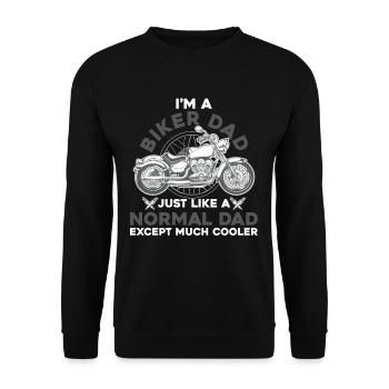 Ich bin ein Biker Dad Motorradfahrer - Unisex Pullover - Schwarz - Vorne - Alina (178cm) & Michal (187cm)