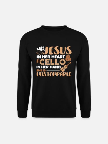 Jesus in ihrem Herzen Cello in der Hand Cellist - Unisex Pullover - Schwarz