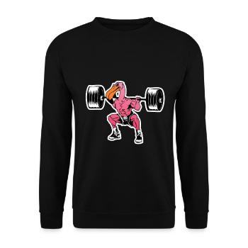 Fitness Flamingo Weightlifting Bodybuilder Muscle - Unisex Sweatshirt - black - Front - Alina (178cm) & Michal (187cm)