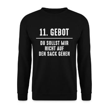 11. Gebot Du sollst mir nicht auf den Sack gehen - Unisex Pullover - Schwarz - Vorne - Alina (178cm) & Michal (187cm)