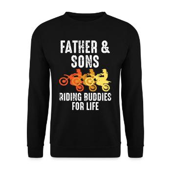 Dirt Bike Papa Vater und Sohn Motocross - Unisex Pullover - Schwarz - Vorne - Alina (178cm) & Michal (187cm)