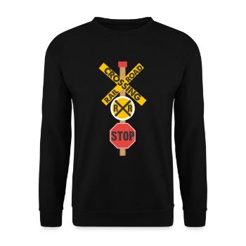 Chemin de fer Dessus panneau routier - Sweat-shirt Unisexe - noir - Devant - Alina (178cm) & Michal (187cm)