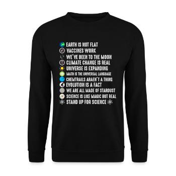 The Earth is not flat - For science - Unisex Sweatshirt - black - Front - Alina (178cm) & Michal (187cm)