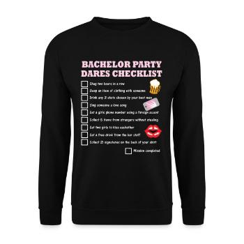 Bachelor party Checklist with tests of courage - Unisex Sweatshirt - black - Front - Alina (178cm) & Michal (187cm)