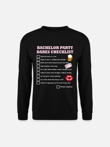 Junggesellenabschied Checkliste mit Mutproben - Unisex Pullover - Schwarz