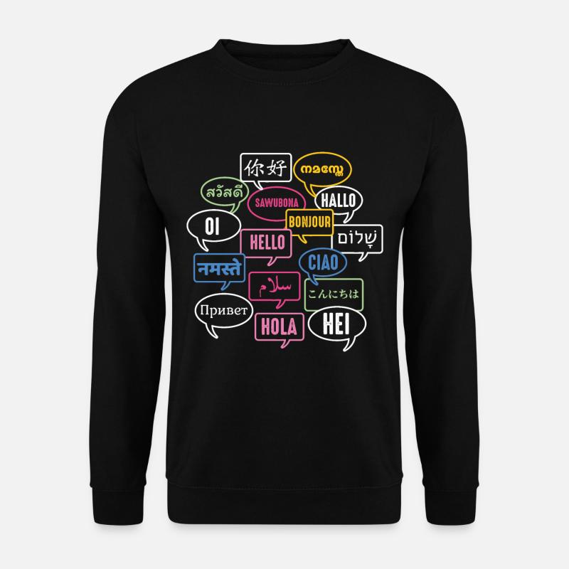 Multilingual Polyglot Globetrotter Language - Unisex Pullover - Schwarz