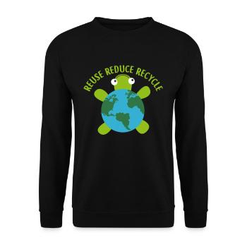 Reduce Reuse Recycle Turtle -Save Earth Ocean - Unisex Pullover - Schwarz - Vorne - Alina (178cm) & Michal (187cm)
