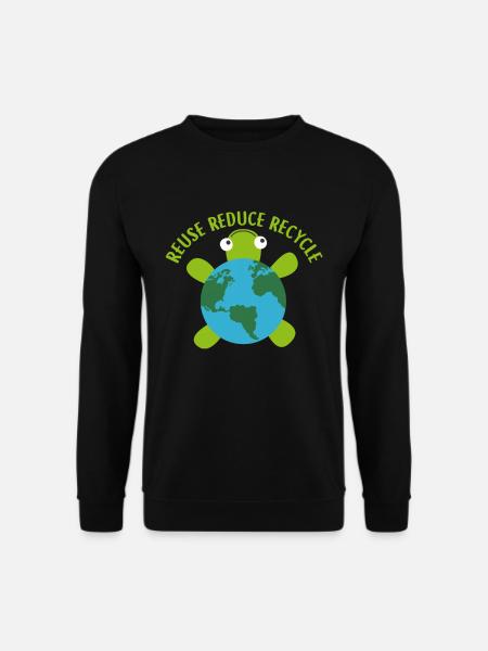 Reduce Reuse Recycle Turtle -Save Earth Ocean - Unisex Pullover - Schwarz