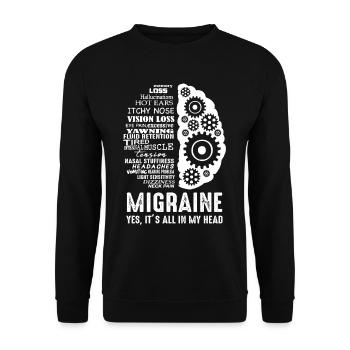 Migräne - Alles in meinem Kopf Kopfschmerzen - Unisex Pullover - Schwarz - Vorne - Alina (178cm) & Michal (187cm)