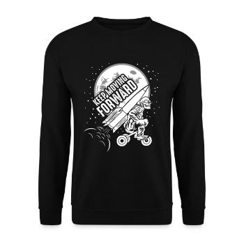 Keep Moving Forward Rocket Tricycle Skeleton Skull - Unisex Sweatshirt - black - Front - Alina (178cm) & Michal (187cm)