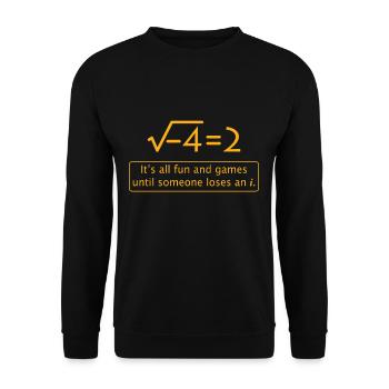 Funny math joke - imaginary number is missing - Unisex Sweatshirt - black - Front - Alina (178cm) & Michal (187cm)