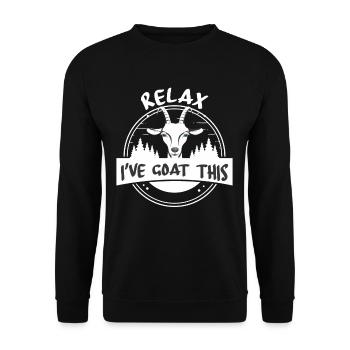 Détendez-vous, j’ai la chèvre ceci - chèvre - Sweat-shirt Unisexe - noir - Devant - Alina (178cm) & Michal (187cm)