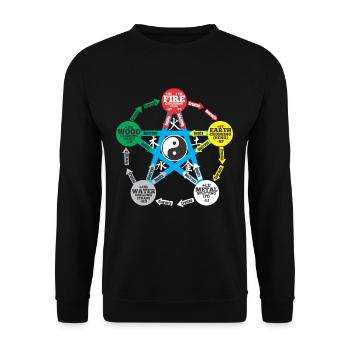 Tai Chi Yin Yang Cinq éléments Médecine chinoise - Sweat-shirt Unisexe - noir - Devant - Alina (178cm) & Michal (187cm)