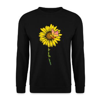Sonnenblume und Schmetterling Multiple Sklerose - Unisex Pullover - Schwarz - Vorne - Alina (178cm) & Michal (187cm)