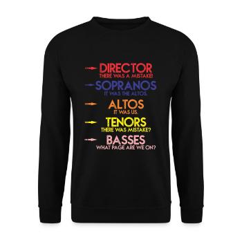 Funny Music Choir Singing Men Children's Choir - Unisex Sweatshirt - black - Front - Alina (178cm) & Michal (187cm)