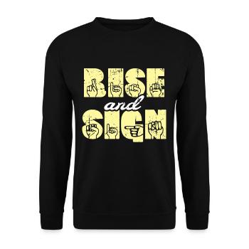 Gebärdensprache ASL Gebärdensprache - Unisex Pullover - Schwarz - Vorne - Alina (178cm) & Michal (187cm)