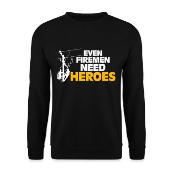 Power Lineman Selbst Feuerwehrleute brauchen Helde - Unisex Pullover - Schwarz - Vorne - Alina (178cm) & Michal (187cm)