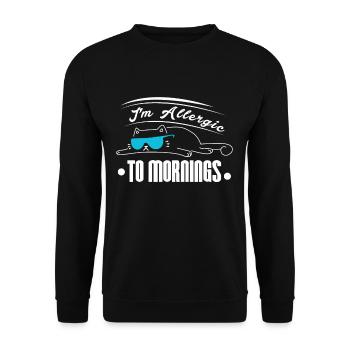 Allergique au matin - Chat drôle paresseux - Sweat-shirt Unisexe - noir - Devant - Alina (178cm) & Michal (187cm)