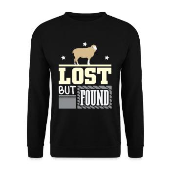 Lost but found Christian Bible verse - Unisex Sweatshirt - black - Front - Alina (178cm) & Michal (187cm)