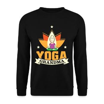 Yoga Oma Relax Großmutter Meditation - Unisex Pullover - Schwarz - Vorne - Alina (178cm) & Michal (187cm)