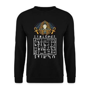 Ägyptische Symbole Hieroglyphen Ägypten Pharao - Unisex Pullover - Schwarz - Vorne - Alina (178cm) & Michal (187cm)