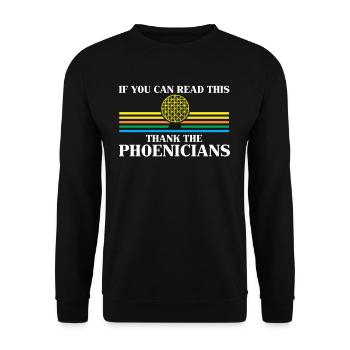 Phénicie Professeur d'Histoire Merci Phénicien - Sweat-shirt Unisexe - noir - Devant - Alina (178cm) & Michal (187cm)