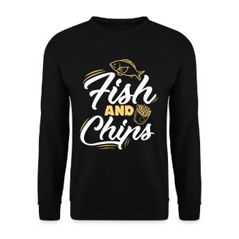 Fish and Chips Street Food Gourmet - Unisex Sweatshirt - black - Front - Alina (178cm) & Michal (187cm)