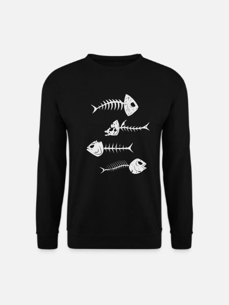 Fish skeleton herringbone halloween - Unisex Sweatshirt - black