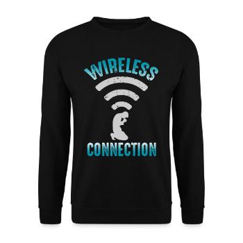 Verbindung Gebet Christlich Glaube Gott Humor - Unisex Pullover - Schwarz - Vorne - Alina (178cm) & Michal (187cm)