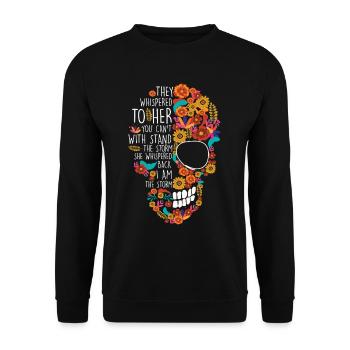Fleurs de crâne de sucre de fleur de mère Hippie - Sweat-shirt Unisexe - noir - Devant - Alina (178cm) & Michal (187cm)