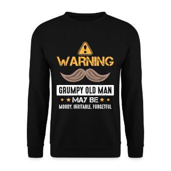 Warning grumpy old man Bad mood appeal - Unisex Sweatshirt - black - Front - Alina (178cm) & Michal (187cm)