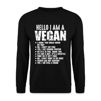 Lustig Pro Vegan Aktivismus Gymnastik Athlet Vegan - Unisex Pullover - Schwarz - Vorne - Alina (178cm) & Michal (187cm)