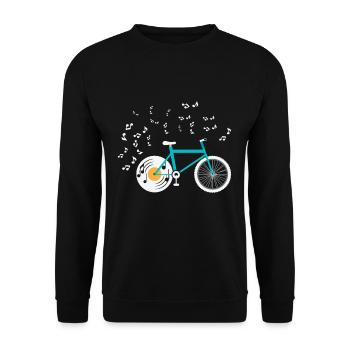 Fahrrad Vinyl Plattenspieler Bike Musik Noten - Unisex Pullover - Schwarz - Vorne - Alina (178cm) & Michal (187cm)