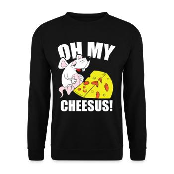 Käseliebhaber Maus Jesus Cheddar Mozzarella - Unisex Pullover - Schwarz - Vorne - Alina (178cm) & Michal (187cm)