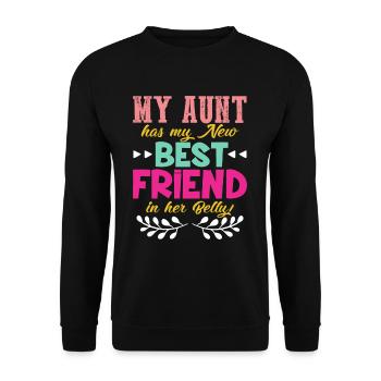 Cousin Tante Schwanger bester Freund im Bauch - Unisex Pullover - Schwarz - Vorne - Alina (178cm) & Michal (187cm)