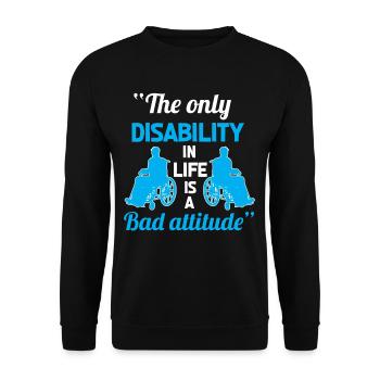 Rollstuhlfahrer Handicap Rollstuhl Behinderung - Unisex Pullover - Schwarz - Vorne - Alina (178cm) & Michal (187cm)