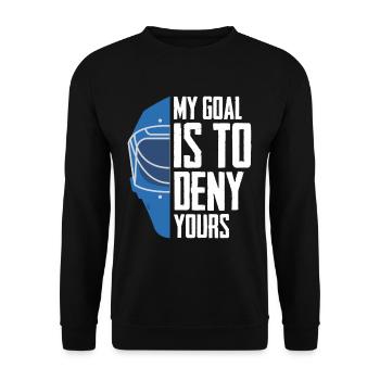 Funny defense goalkeeper ice hockey goalie - Unisex Sweatshirt - black - Front - Alina (178cm) & Michal (187cm)