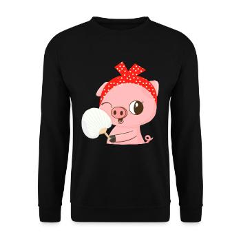 Bandana cochon mignon Animal cochon mignon - Sweat-shirt Unisexe - noir - Devant - Alina (178cm) & Michal (187cm)