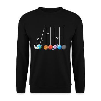 Space astronaut pendulum rocket solar system - Unisex Sweatshirt - black - Front - Alina (178cm) & Michal (187cm)