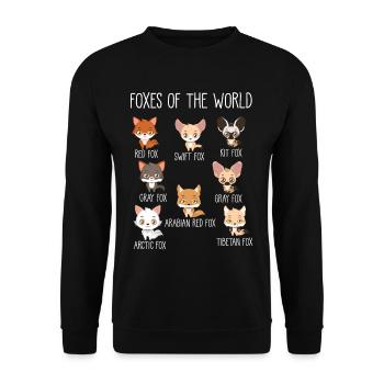 Renards du monde cadeau pour les amateurs de renard - Sweat-shirt Unisexe - noir - Devant - Alina (178cm) & Michal (187cm)