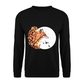 Renard automne lune arbre animal forêt nature - Sweat-shirt Unisexe - noir - Devant - Alina (178cm) & Michal (187cm)