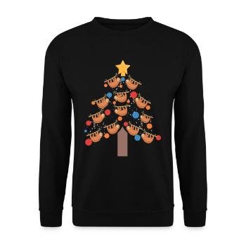 Weihnachten Faultier Baum Winter Weihnachten Zoo - Unisex Pullover - Schwarz - Vorne - Alina (178cm) & Michal (187cm)