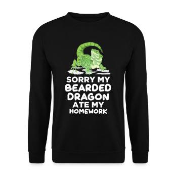 Bearded dragon eats homework reptiles. School - Unisex Sweatshirt - black - Front - Alina (178cm) & Michal (187cm)